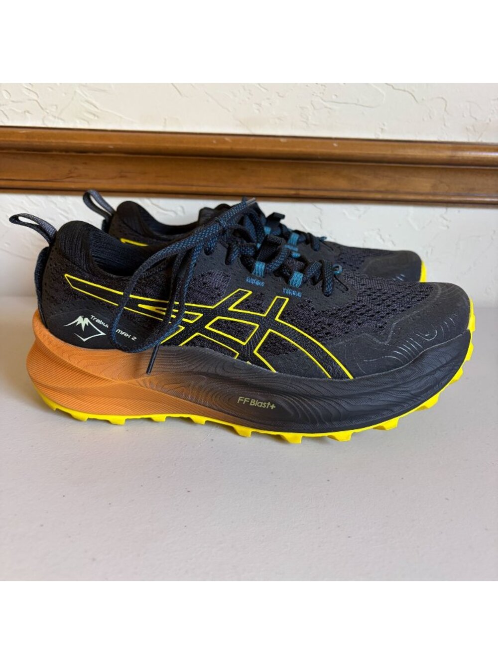 ASICS Men's US 8 Trabuco Max 2 Black Golden Yellow Trail Running Shoes